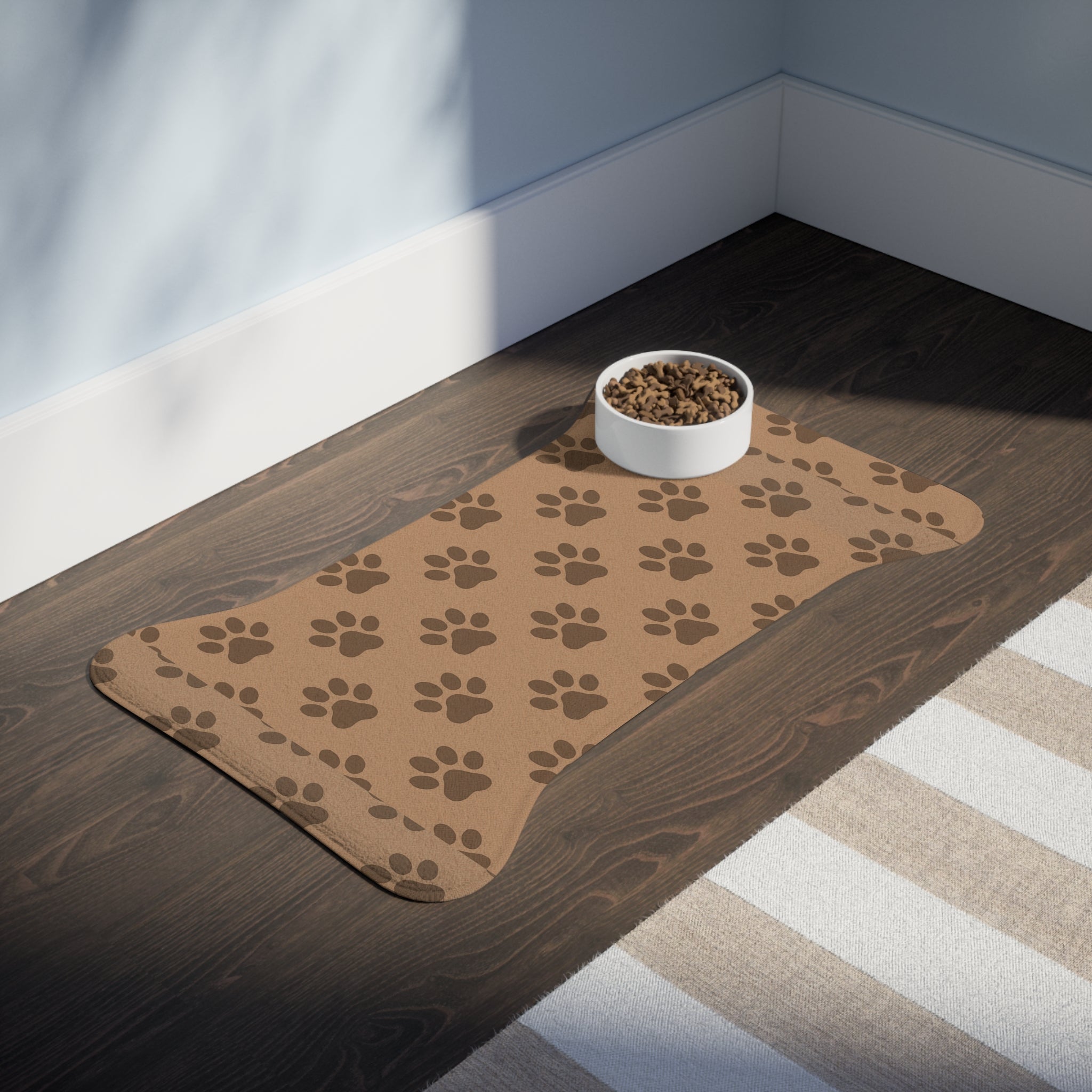 Pet Feeding Mat with Paw Print Design, Dog Feeding Tray, Cat Dining Mat, Washable Pet Placemat, Cute Animal Decor for Pet Lovers